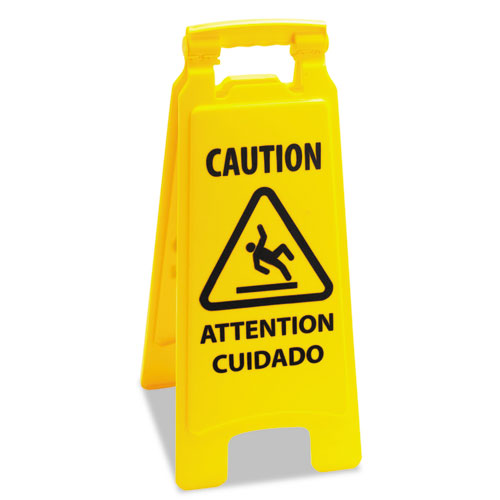 Site Safety Wet Floor Sign, 2-Sided, 10 x 2 x 26, Yellow