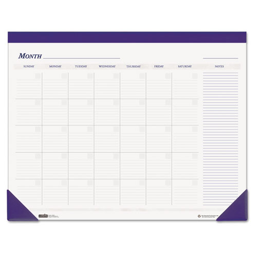 Image of Recycled Nondated Desk Pad Calendar, 22 x 17, White/Blue Sheets, Blue Binding, Blue Corners, 12-Month (Jan to Dec): Undated