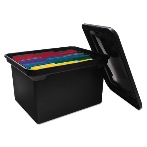 Image of Advantus File Tote With Lid, Letter/Legal Files, 14.25" X 18" X 10.88", Black