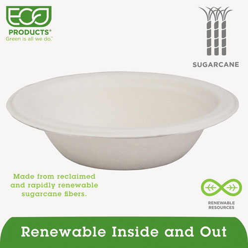 Image of Eco-Products® Renewable Sugarcane Bowls, 12 Oz, Natural White, 50/Packs