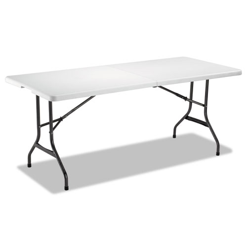 Alera® Fold-in-Half Resin Folding Table, 71w x 30d x 29h, White