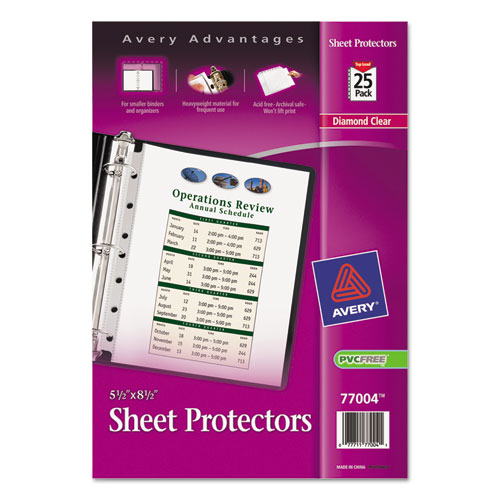 Avery® Top Load Sheet Protector, Heavyweight, 8.5 X 5.5, Clear, 25/Pack