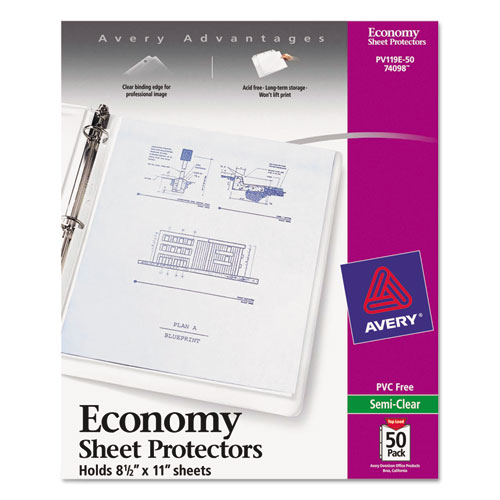 Top-Load Sheet Protector, Economy Gauge, Letter, Semi-Clear, 50/Box