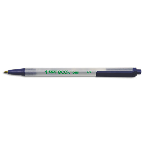 Image of Bic® Ecolutions Clic Stic Ballpoint Pen, Retractable, Medium 1 Mm, Blue Ink, Clear Barrel, Dozen