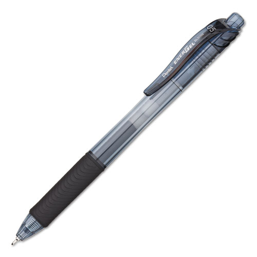 EnerGel-X Gel Pen, Retractable, Fine 0.5 mm Needle Tip, Black Ink, Clear/Black Barrel, 24/Pack