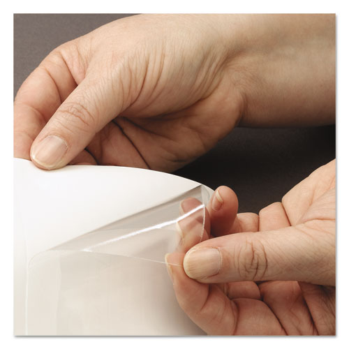 Self-Adhesive Poly Pockets, Top Load, 6-1/4 x 4-9/16, Clear, 100/Box