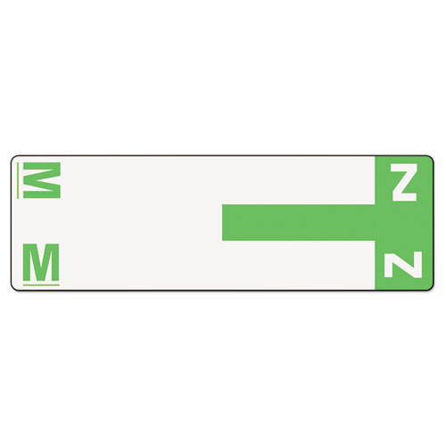 ALPHAZ COLOR-CODED FIRST LETTER COMBO ALPHA LABELS, M/Z, 1.16 X 3.63, LIGHT GREEN/WHITE, 5/SHEET, 20 SHEETS/PACK