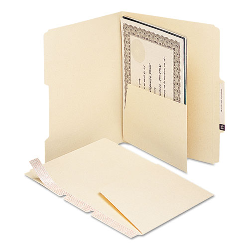 Self-Adhesive Folder Dividers with 5.5" Pockets for Top/End Tab Folders, 1 Fastener, Letter Size, Manila, 25/Pack