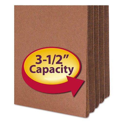 Redrope Drop-Front File Pockets w/ Fully Lined Gussets, 3.5" Expansion, Legal Size, Redrope, 10/Box