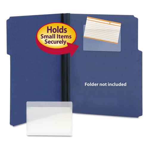 Self-Adhesive Poly Pockets, Top Load, 5-5/16 x 3-5/8, Clear, 100/Box