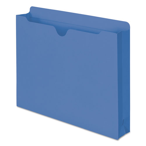 Colored File Jackets with Reinforced Double-Ply Tab, Straight Tab, Letter Size, Blue, 50/Box