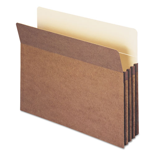 100% Recycled Top Tab File Pockets, 3.5" Expansion, Letter Size, Redrope, 25/Box