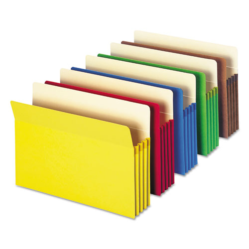 COLORED FILE POCKETS, 3.5" EXPANSION, LEGAL SIZE, ASSORTED, 5/PACK