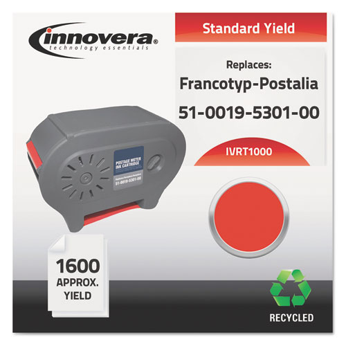 REMANUFACTURED RED POSTAGE METER INK, REPLACEMENT FOR FP T-1000 (51-0019-5301-00), 1,600 PAGE-YIELD