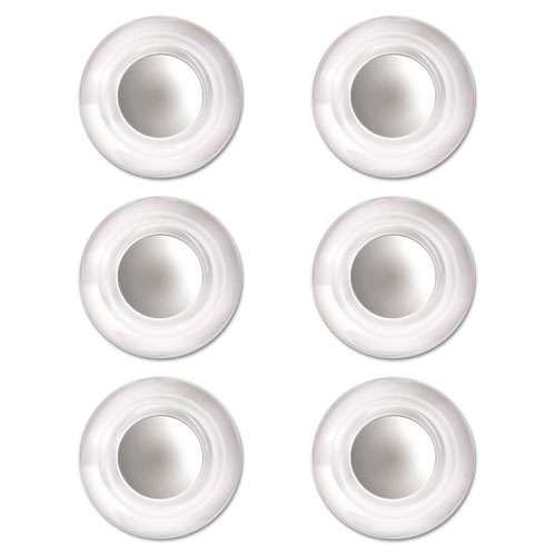 Quartet® Glass Magnets, Large, Clear, 0.45" Diameter, 6/Pack