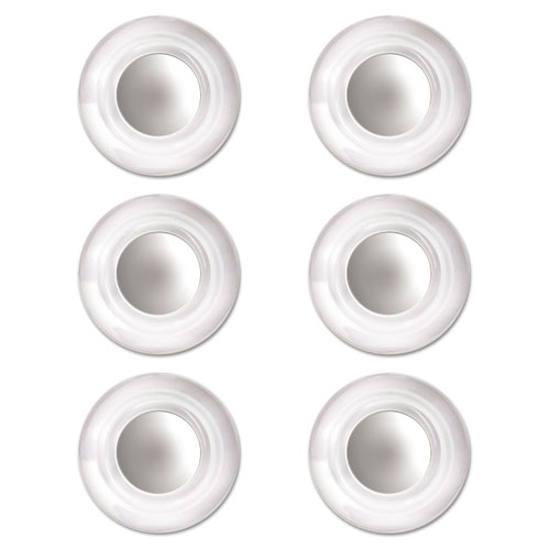 Quartet® Glass Magnets, Large, 0.45" dia, Clear, 6/Pack