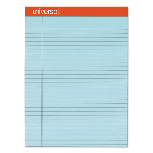 Universal® Fashion Colored Perforated Note Pads, 8 1/2 x 11 3/4, Legal, Blue, 50 Sht, 6/PK