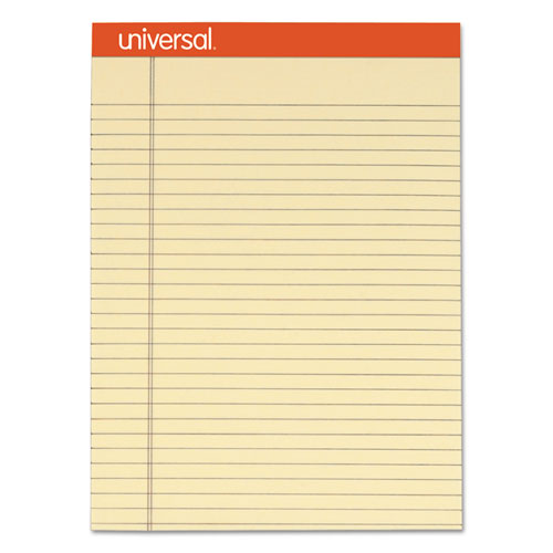 Universal® Fashion Colored Perforated Note Pads, 8 1/2 x 11 3/4, Legal, Ivory, 50 Sht, 6/PK