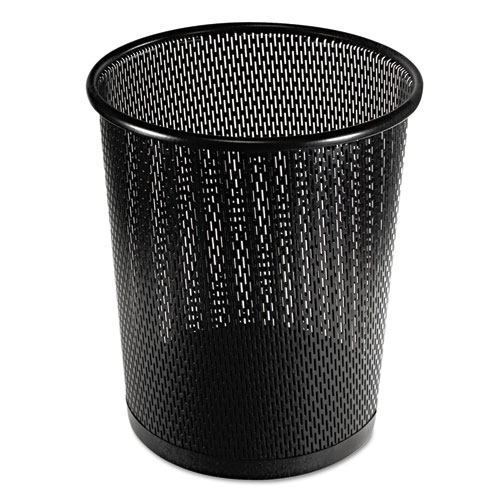 Artistic® Urban Collection Punched Metal Wastebin, 20.24 Oz, Perforated Steel, Black
