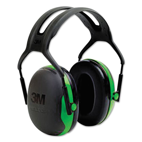 PELTOR X Series Earmuffs, Model X1A, 22 dB NRR, Black/Green