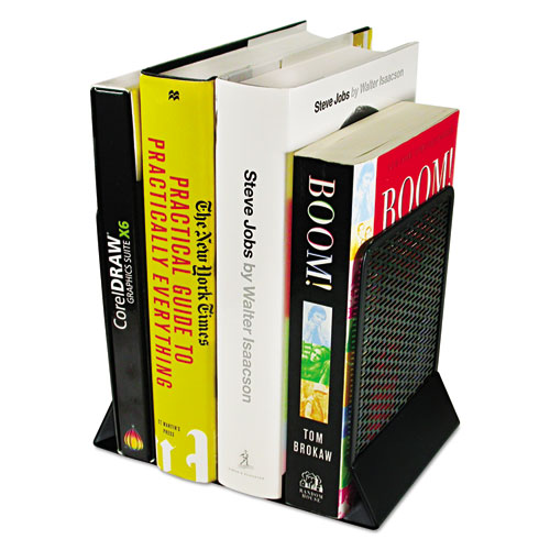 Urban Collection Punched Metal Bookends, 6 1/2 x 6 1/2 x 5 1/2, Black | by Plexsupply