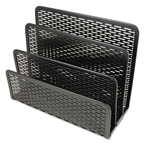 Image of Urban Collection Punched Metal Letter Sorter, 3 Sections, DL to A6 Size Files, 6.5" x 3.25" x 5.5", Black