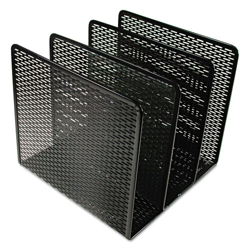 Urban Collection Punched Metal File Sorter, 3 Sections, Letter Size Files, 8" x 8" x 7.25", Black