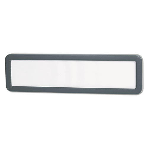 Recycled Cubicle Nameplate With Rounded Corners, 9 X 2 1/2, Charcoal