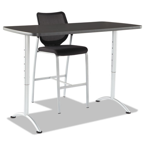 Image of Iceberg Arc Adjustable-Height Table, Rectangular Top, 60W X 30D X 30 To 42H, Graphite/Silver