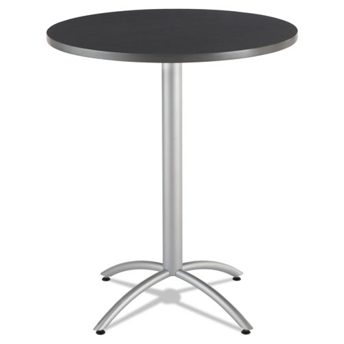 CafeWorks Table, Bistro-Height, Round, 36" x 42", Graphite Granite Top, Silver Base