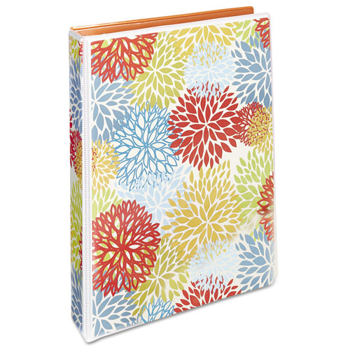 Durable Mini Size Non-View Fashion Binder with Round Rings, 3 Rings, 1" Capacity, 8.5 x 5.5, Bright Floral/Orange
