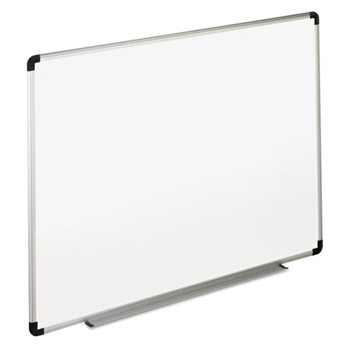 Dry Erase Board, Melamine, 48 x 36, White, Black/Gray Aluminum/Plastic Frame