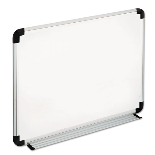 Universal® Dry Erase Board, Melamine, 24 x 18, White, Black/Gray, Aluminum/Plastic Frame