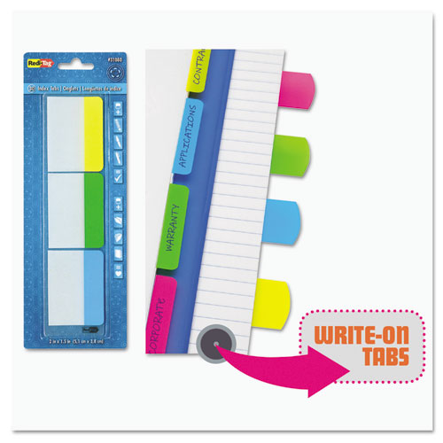 Image of Redi-Tag® Write-On Index Tabs, 1/5-Cut, Assorted Colors, 2" Wide, 48/Pack