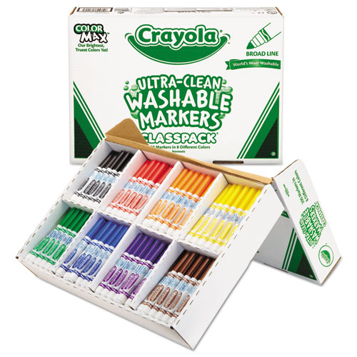 Image of Crayola® Ultra-Clean Washable Marker Classpack, Broad Bullet Tip, 8 Assorted Colors, 200/Box