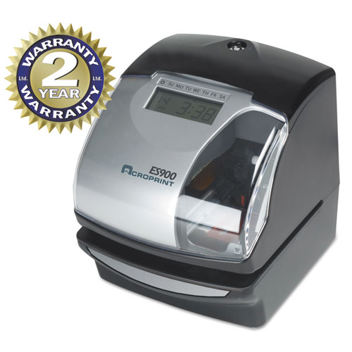 Acroprint® Es900 Atomic Electronic Payroll Recorder, Time Stamp And Numbering Machine, Digital Display, Black