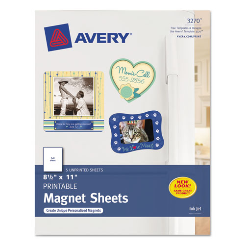 PRINTABLE MAGNET SHEETS, 8.5 X 11, WHITE, 5/PACK