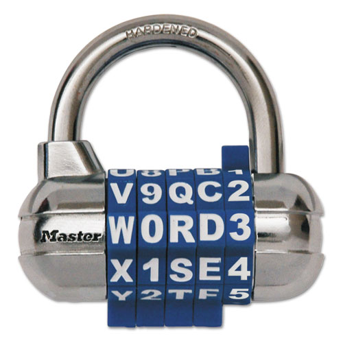 Image of Master Lock® Password Plus Combination Lock, Hardened Steel Shackle, 2.5" Wide, Chrome/Assorted