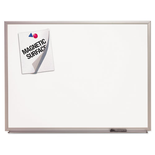 7110015680399 SKILCRAFT Quartet Magnetic Porcelain Marker Board, 53 x 77, White Surface, Anodized Aluminum Frame
