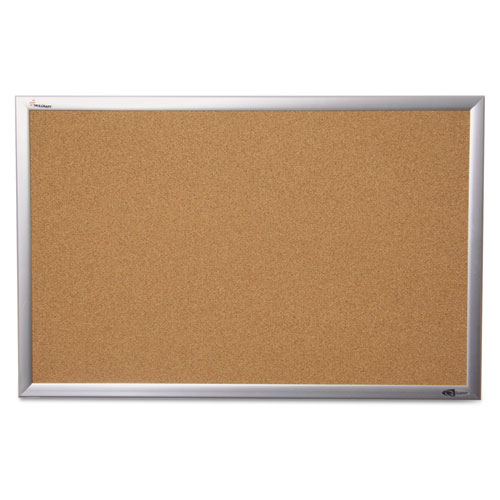 7195014840007 SKILCRAFT Quartet Cork Board, 24 x 18, Tan Surface, Silver Anodized Aluminum Frame