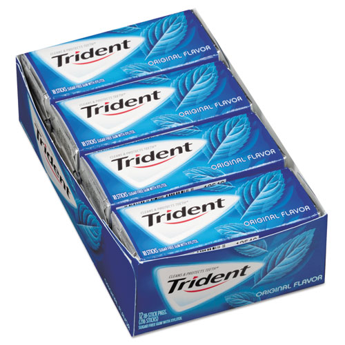 Trident® Sugar-Free Gum, Bubblegum, 7.352 oz Bottle, 4/Box