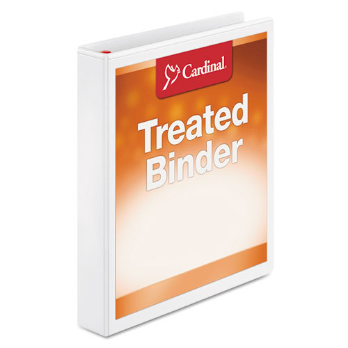 Cardinal® Treated ClearVue Locking Slant-D Ring Binder, 3 Rings, 1" Capacity, 11 x 8.5, White