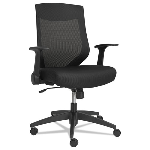 Alera EB-K Series Synchro Mid-Back Flip-Arm Mesh Chair, Supports Up to 275 lb, 18.5“ to 22.04" Seat Height, Black ALEEBK4217