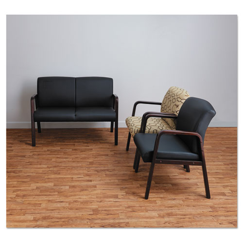 Alera Reception Lounge WL Series Guest Chair, 24.21" x 24.8" x 32.67", Tan Seat, Tan Back, Mahogany Base