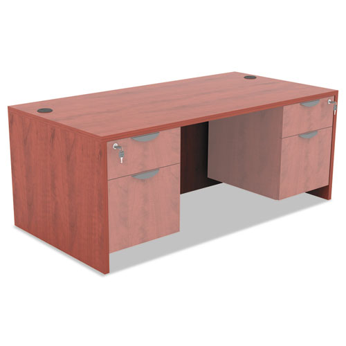 Image of Alera Valencia Series Straight Front Desk Shell, 59.13" x 29.5" x 29.63", Medium Cherry