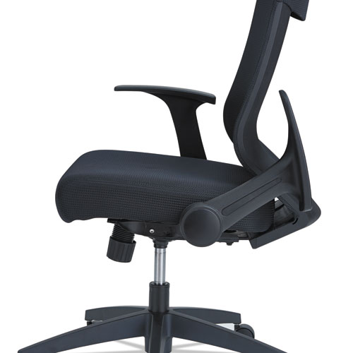 Image of Alera EB-K Series Synchro Mid-Back Flip-Arm Mesh Chair, Supports Up to 275 lb, 18.5“ to 22.04" Seat Height, Black