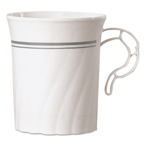 Classicware Plastic Coffee Mugs, 8 Oz., Silver, 8/pack, 24 Pack/carton