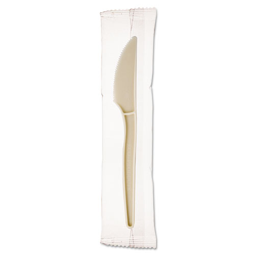 RENEWABLE INDIVIDUALLY WRAPPED PLANT STARCH KNIFE - 7"., 750/CARTON