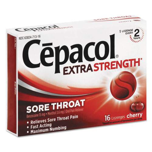 Image of Cepacol® Extra Strength Sore Throat Lozenge, Cherry, 16/Box, 24 Boxes/Carton