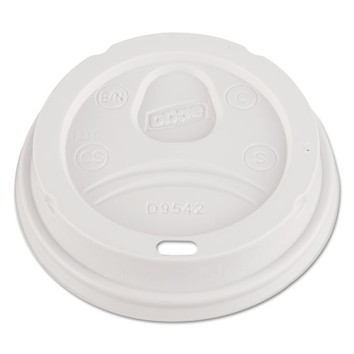 Dome Drink-Thru Lids, Fits 10 oz to 20 oz Dixie Paper Hot Cups, White, 100/Pack